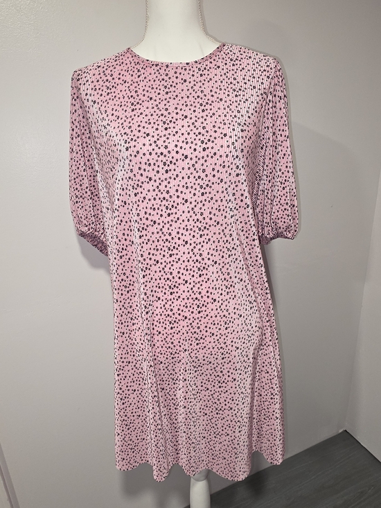 ASOS Dresses & Skirts - NWT ASOS Pink Crinkle Ditsy Floral Print Midi Dress Puff Sleeves Size 12